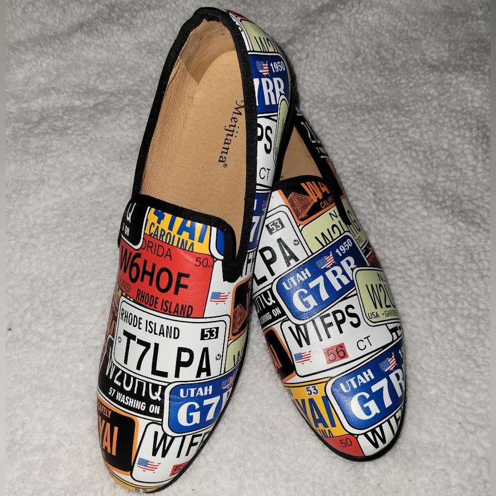 Meijiana Mens License Plate Loafers Size 13 Gently Used